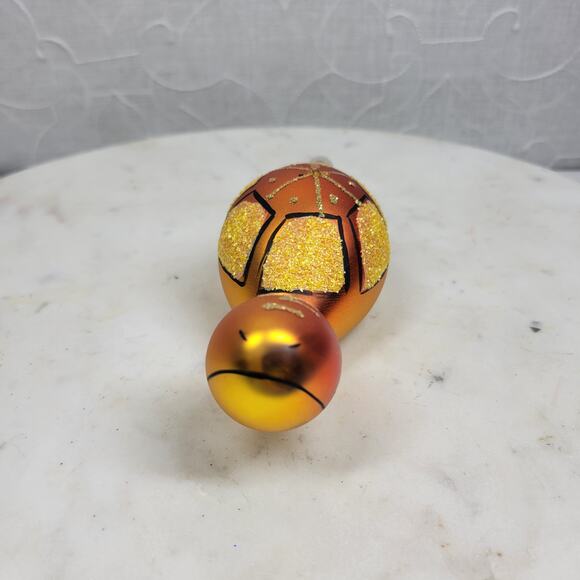 VTG De Carlini Turtle Reflector Ornament Orange Handpainted Glittered Indent - Picture 12 of 16